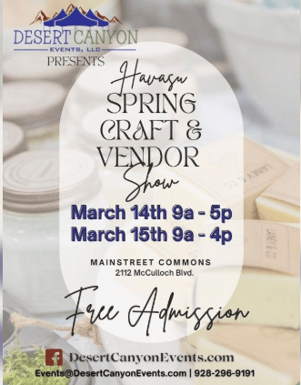Spring crafts, vendor finds, unique treasures, Havasu fun.